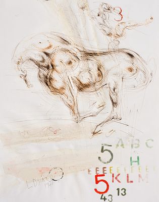 Lyuben Dimanov (1933 - 2023). Horse 1, 1977, mixed media on board, 55,5х43,5 cmSigned and dated