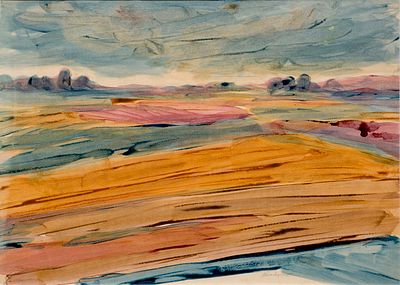 Nikolay Radonov (b. 1944). Field landscape, watercolor on paper, 68х49 cmSigned