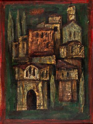 Boris Dochev (b. 1934). Old Plovdiv, oil on canvas, 80х60 cm