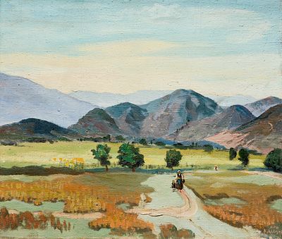 Ari Kalachev (1890 - 1953). On the way home, oil on canvas, 46х54 cmSigned