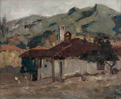 Dechko Uzunov (1899 - 1986). Landscape from Boyana village, oil on canvas, 52х63 cmSigned