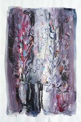 Dechko Uzunov (1899 - 1986). Vases with flowers, watercolor and tempera on paper, 44х31 cm