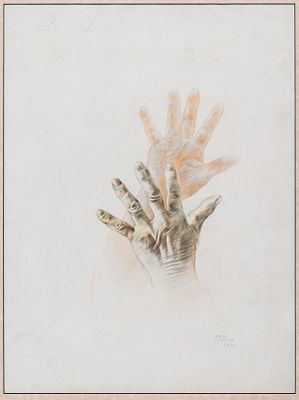 Vasil Stoilov (1904 - 1990). Two hands, 1940, colored pencil on paper, 62х46 cmSigned and dated