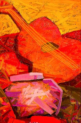 Kiril Avramov (b. 1944). Still life with guitar, 2019, oil on OSB, 60х40 cm Signed and dated