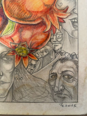 סקיצה לקעקוע ? בסגנון אנימציה אסייאתית עיפרון על נייר מידות 31/47 ס"מ חתום. פריט זה נמכר אך ורק 