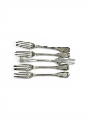 אוסף 5 מזלגות כסף 800 אירופאיות ישנות . משקל כולל 189.4 גרם