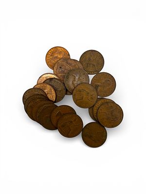 אוסף 25 מטבעות 1 פיניי ברונזה שנות ה -60 אנגליה