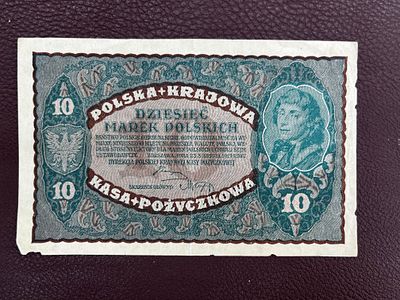 שטר 10 זלוטי'ס / מארק פולין , מצב נדיר 
שנת 1919 
מצב טוב מאוד