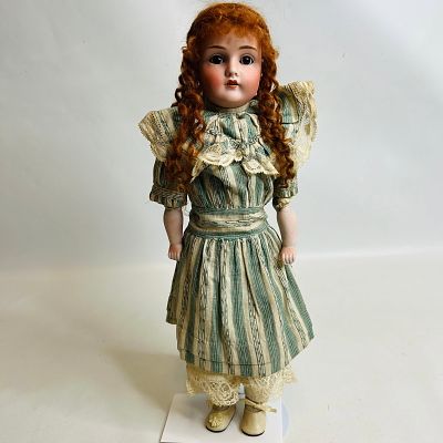 Antique Kestner 154 Shoulder Head Doll, with beautiful red wig, approx. 16 inches, eyelid 