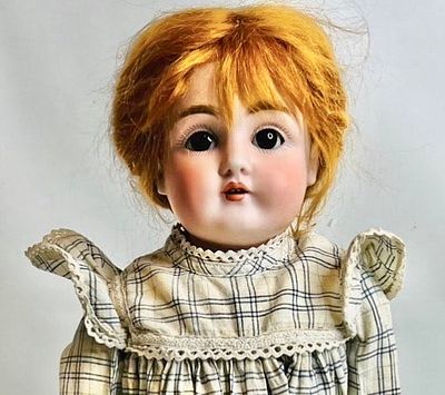 Antique Kestner 154 Shoulder Head Doll, approx. 16 inches, eyelid scraped, leather body 