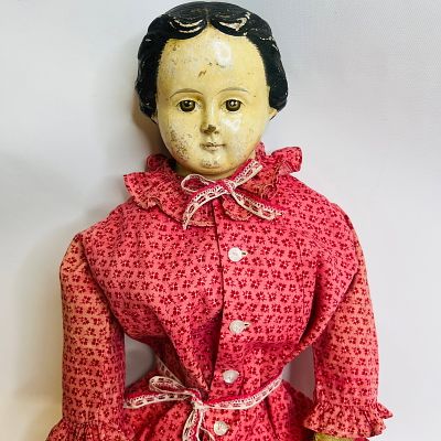 Large Greiner type Paper Mache Doll. Large Greiner Paper Mache Doll, approx. 28 inches, in red 