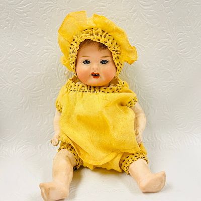 Heubach Koppelsdorf bisque head Doll with Hand made Clothes, hairline back of head, approx. 8 