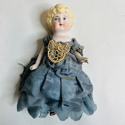 German All Bisque Doll, approx. 6.5 inches ------------------ please review all pictures 