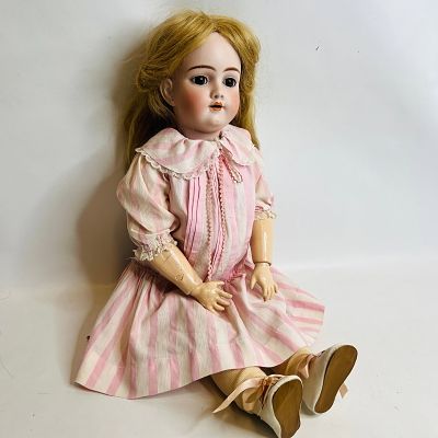 Heinrich Handwerck Bisque Socket Head Doll, approx. 26", pierced ears ------------------ please 
