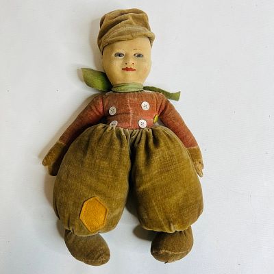 Chad Valley Cloth Doll with Glass Eyes, Made in England, approx. 10 inches ------------------ 