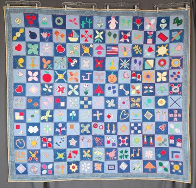 Vintage c1960s The Denim Quilt Embroidered from CA. The Denim Quilt - Vintage 1960-70 Hand 