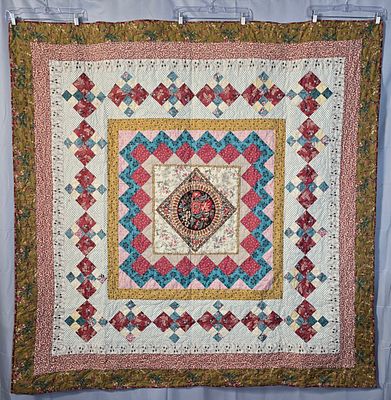 Reproduction Medallion Quilt measuring 66 by 67 inches made by Susan Webb in 2024 and started 