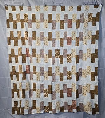 Antique c1880 Brickworks Quilt Top measuring 68 by 78 inches. It is comprised of rectangles 