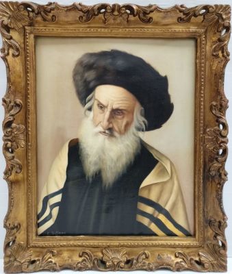 ציור ישן, שמן על בד. 
דמות רב. 
איכותי מאוד חתום וממוסגר, 
מידות הציור נטו 50X40 ס"מ ,