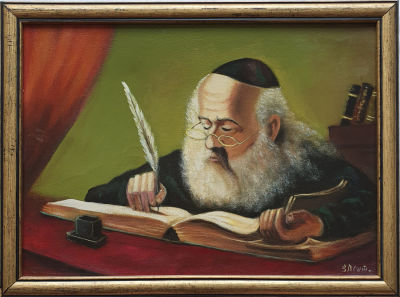 ציור יפה בטכניקה של שמן על בד 
נושא: רב לומד 
מידות: 29X40