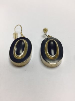 עגילים 925 סטרלינג עם אוניקס שחור מדהים 
9 גרם 2.5 ס"מ