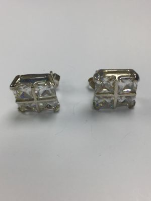 עגילים 925 סטרלינג כסף מצופה רודיום איטלקי משובץ זרקונים 
7 גרם 1.3 ס"מ