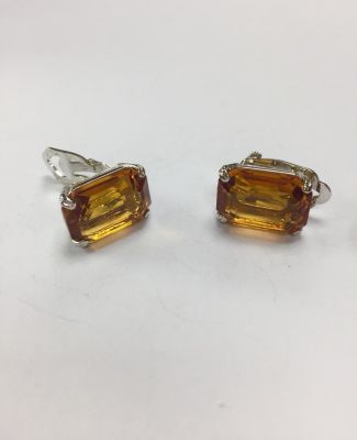 עגילים 925 סטרלינג מצופה רודיום איטלקי משובץ אימיטציה של סיטרין. 
עגיל קליפס 
10 גרם 1.5 