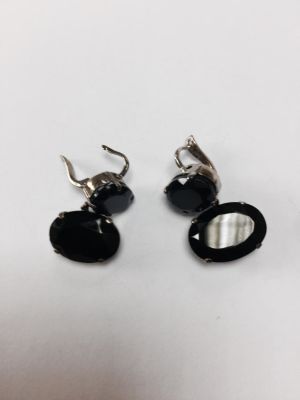 עגילים 925 סטרלינג משובץ אוניקס מלוטש יפייפה 1.7 ס"מ, 1.2 ס"מ 
10 גרם
