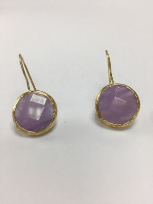 עגילים גולדפילד משובץ קוורץ סגול יפייפה 
5.5 גרם 1.5 ס"מ