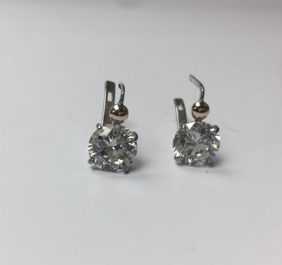 עגילים 925 סטרלינג כסף בשילוב זהב 14K משובץ זרקונים 
5.5 גרם 1 ס"מ