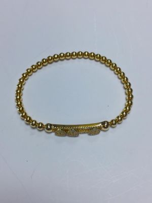 צמיד 925 סטרלינג כסף ציפוי זהב 14K דגם MESSIKA משובץ זרקונים בצורת לבבות 
10.8 גרם