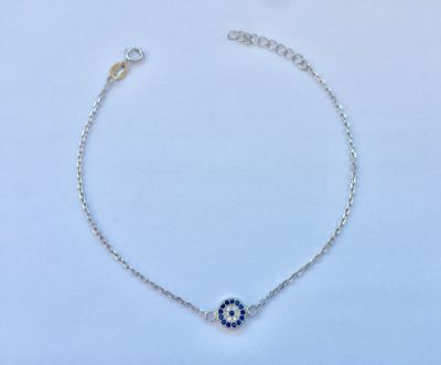 צמיד כסף 925 עדין משובץ. חתום. 
אורך כללי: 20 ס"מ.
