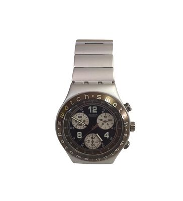 שעון שוויצרי SWATCH טיטניום כרונוגרף. מצב עבודה. קוטר: 40 מ"מ.