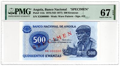 Angola, 500 Kwanzas, 1976 SPECIMEN, . Pick# 112s - PMG 67 EPQ