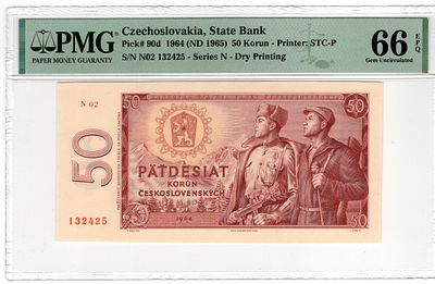 Czechoslovakia, 50 Korun, 1964. Pick# 90d - PMG 66 EPQ