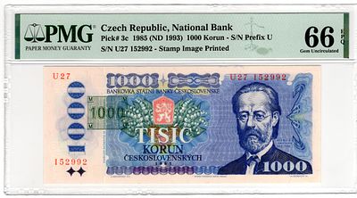 Czech Republic, 1000 Korun, 1985. Pick# 3c - PMG 66 EPQ