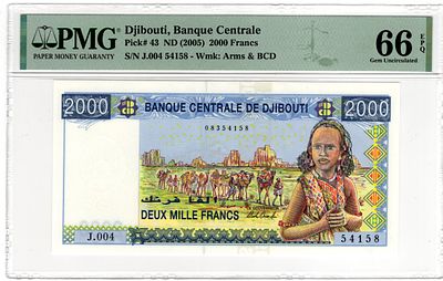 Djibouti, 2000 Francs, 2005. Pick# 43 - PMG 66 EPQ
