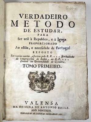 P., R. [Vermey, Luis Antonio] - VERDADEIRO METODO DE ESTUDAR PARA SER UTIL &Agrave; REPUBLICA, E &Agrave; 