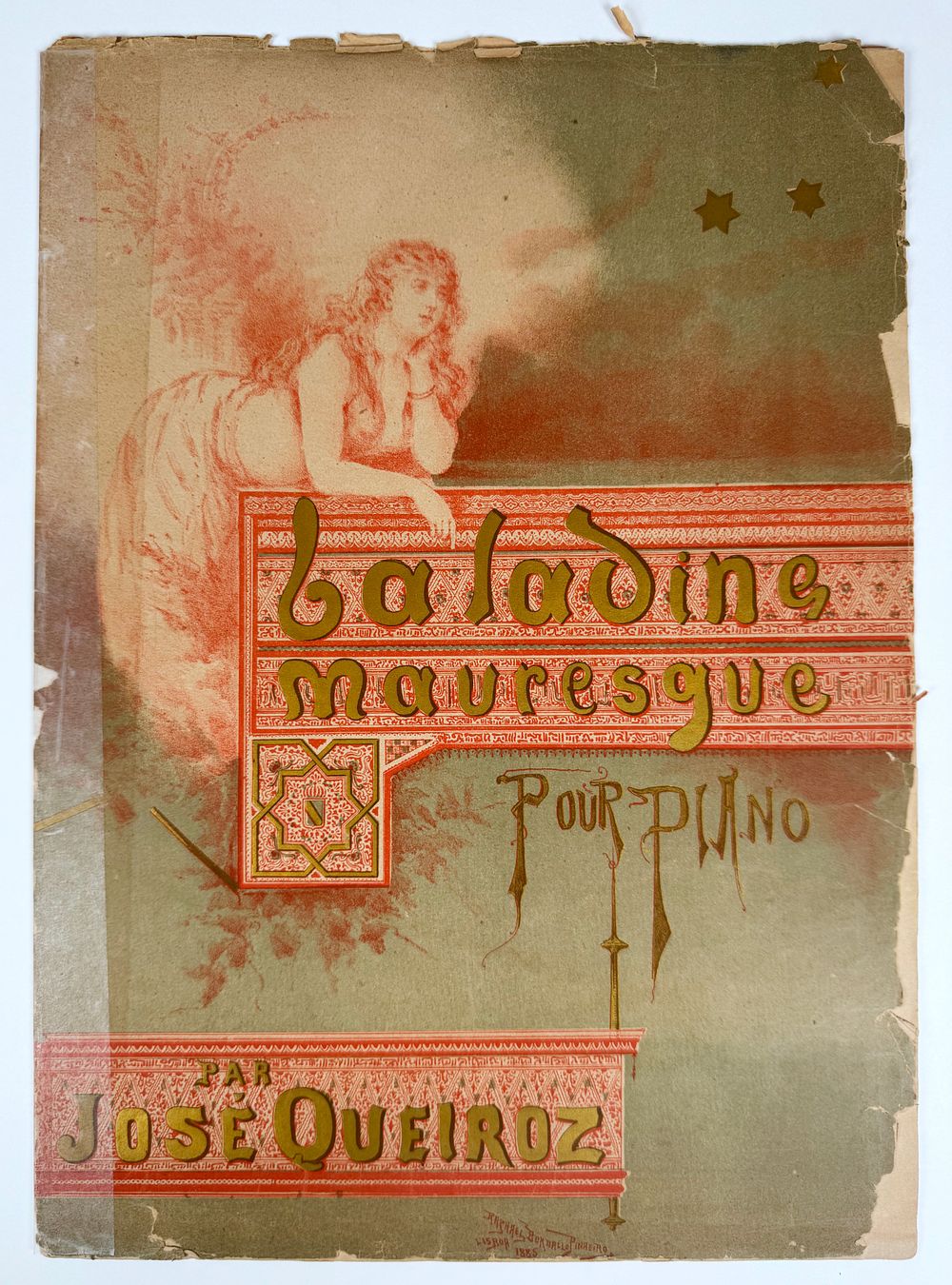 QUEIROZ, Jose - BALADINE MAURESQUE POUR PIANO. s.l. s.n. s.d. 6 pp. 34 cm x 25 cm. B. Partitura 