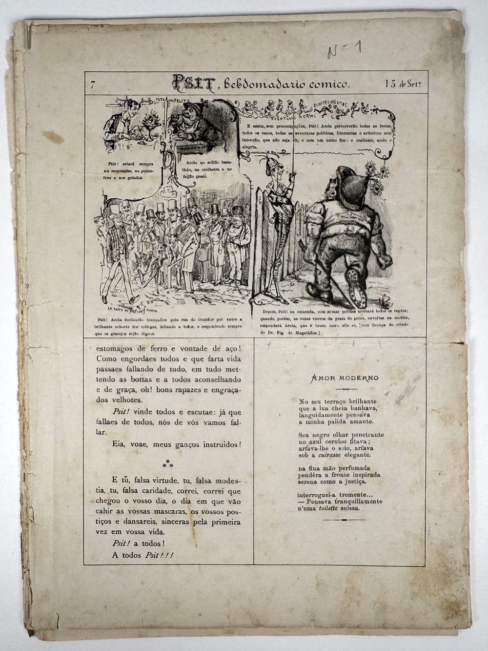 PSIT!!!: HEBDOMADARIO COMICO ILLUSTRADO. N.&ordm; 4 ( 6 de Outubro 1877) a N.&ordm; 8 (3 de Novembro de 