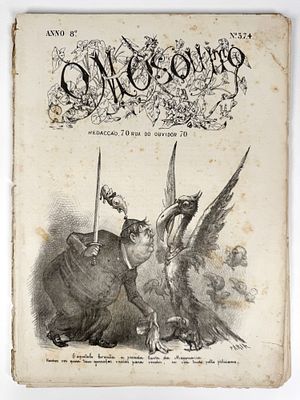 O MOSQUITO. 12 nos. Rio de Janeiro. s. n. 1876. 32 cm x 23 cm. B. 12 n&uacute;meros, a saber: 
N.&ordm; 365 