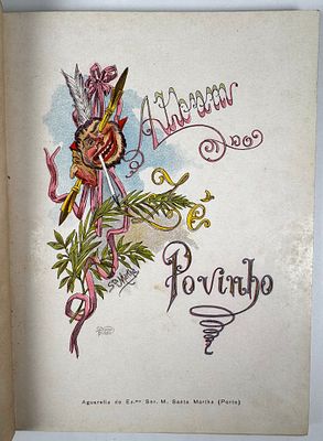 &Aacute;LBUM DO Z&Eacute; POVINHO. Porto. Papelaria e Typographia Academica. 1908. 74 fls. 23 cm x 16. E. Inte 