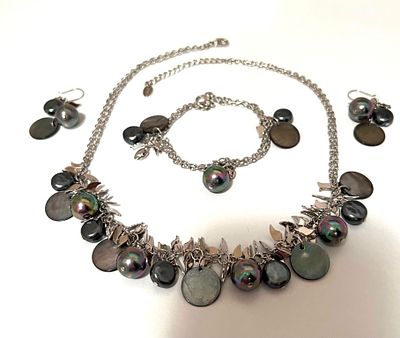 Комплект украшений с серым жемчугом и перламутром, Chartage, Бельгия. Стильный, особо модный 