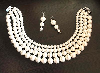 4-х ярусный комплект из майорика-жемчуга ОАЭ. Роскошный, статусный, особо модный комплект из 