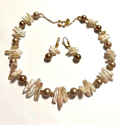 Авторский комплект украшений из жемчуга ОАЭ. Эксклюзивный авторский комплект украшений в 