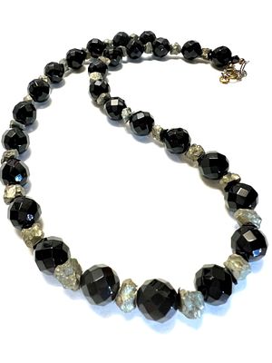 Эксклюзивное авторское колье из черных граненных агатов и пиритов-самородков ОАЭ. Размеры: 42+8 
