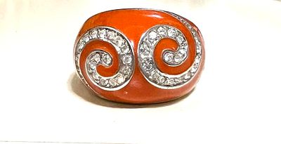 Позолоченное кольцо с эмалью Австрия. Размер 18.0 - 18.5, 
Особо модное эмалевое кольцо-чалма 