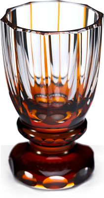 БОКАЛ Богемия 1920 — 1930 гг. *бесцветное и цветное стекло 
Тулово конусовидное с фасцетной 