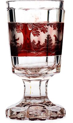 Кубок Богемия 19 век. *стекло, рубиновый на цвет, шлифовка 
Кубок классической цилиндрической 