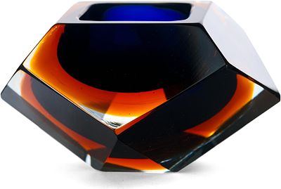 Ваза восьмигранная в стиле Ар Деко Богемия 1920 гг. *цветное стекло гранение, шлифовка 
Ваза 